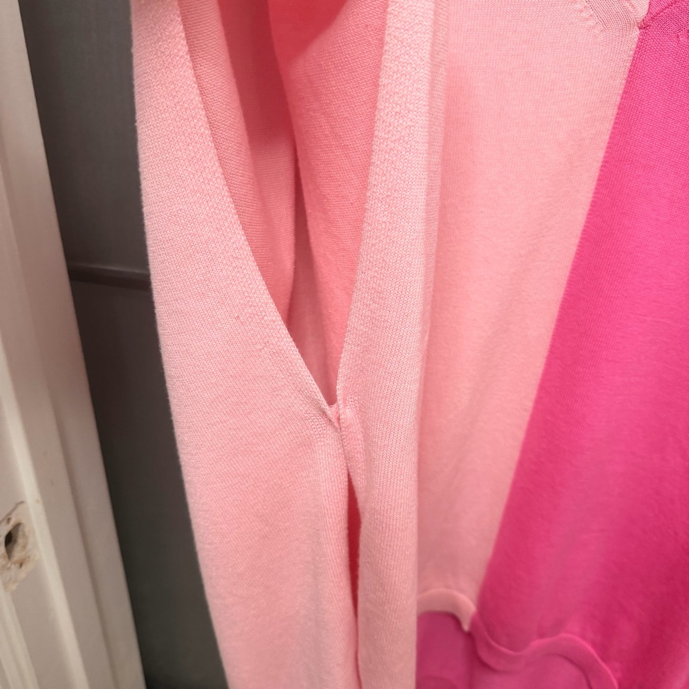 NOC Color Block Pink Knit Oversized Top Resort Swim Cover Up Coquette Y2K Size L - Picture 6 of 7